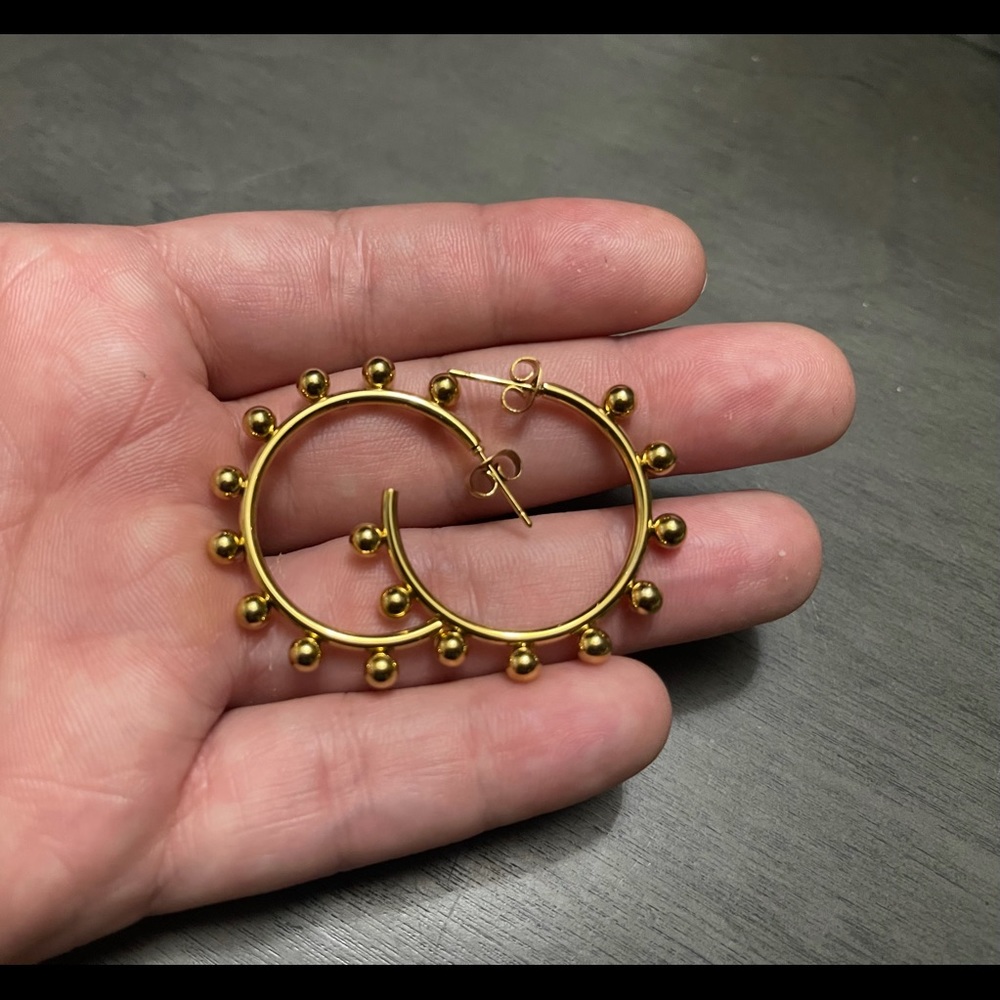 Gold Stainless Steel Hoop Earrings